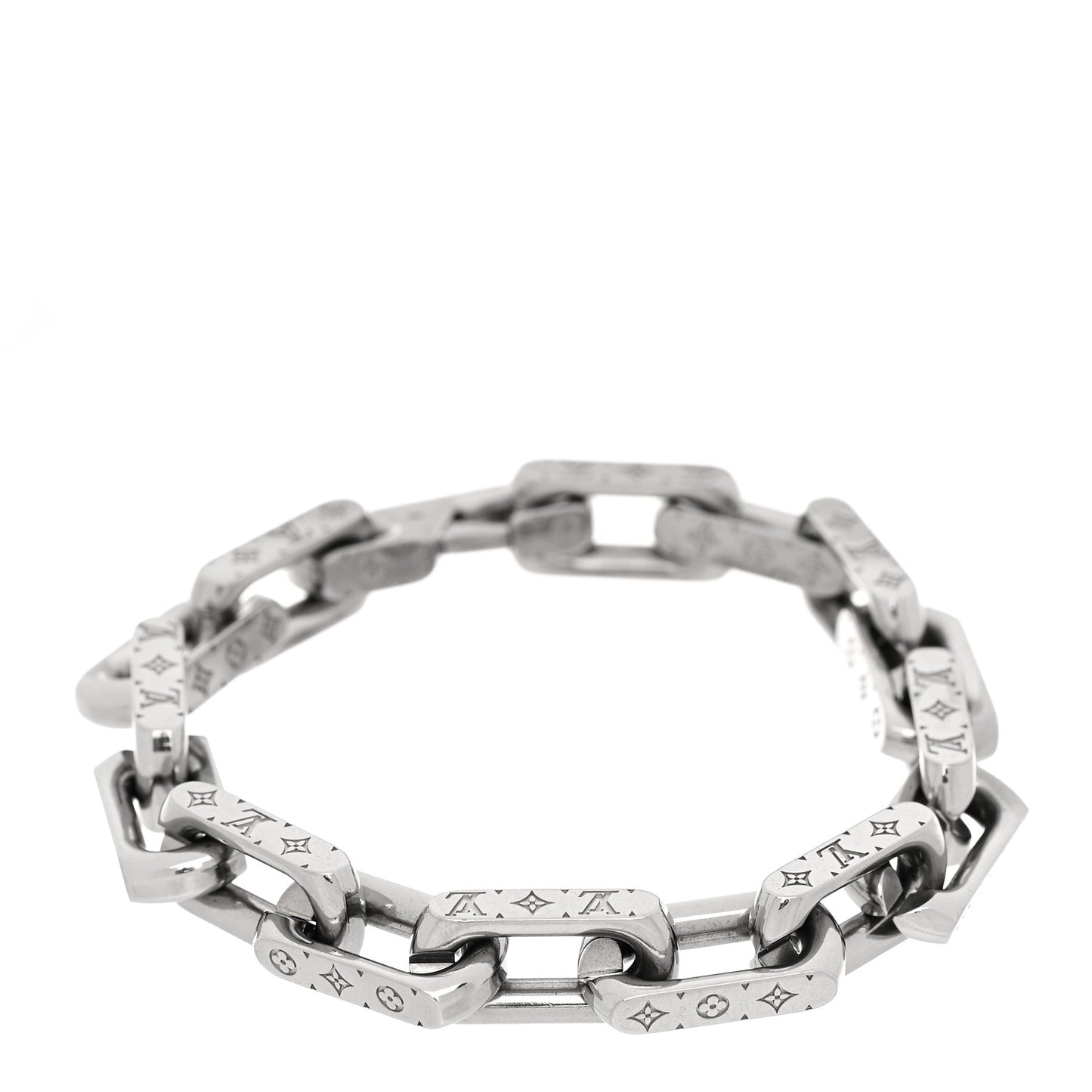 Monogram Chain Bracelet L Silver