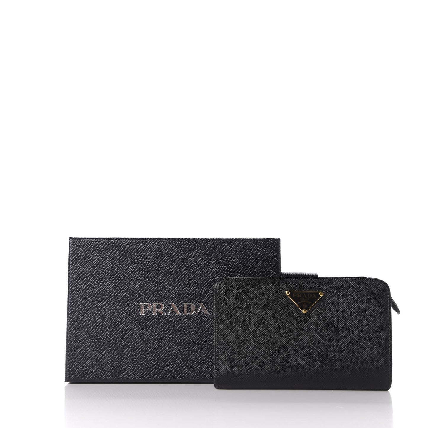 Saffiano Triangle Compact Wallet Black