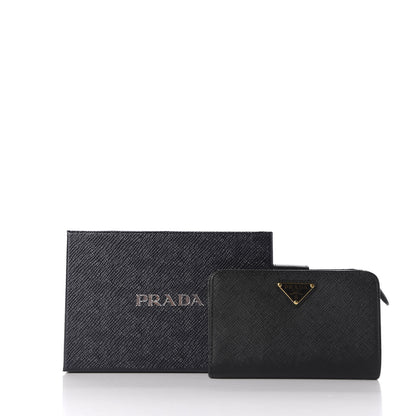 Prada Saffiano Triangle Compact Wallet Black 9 of 9