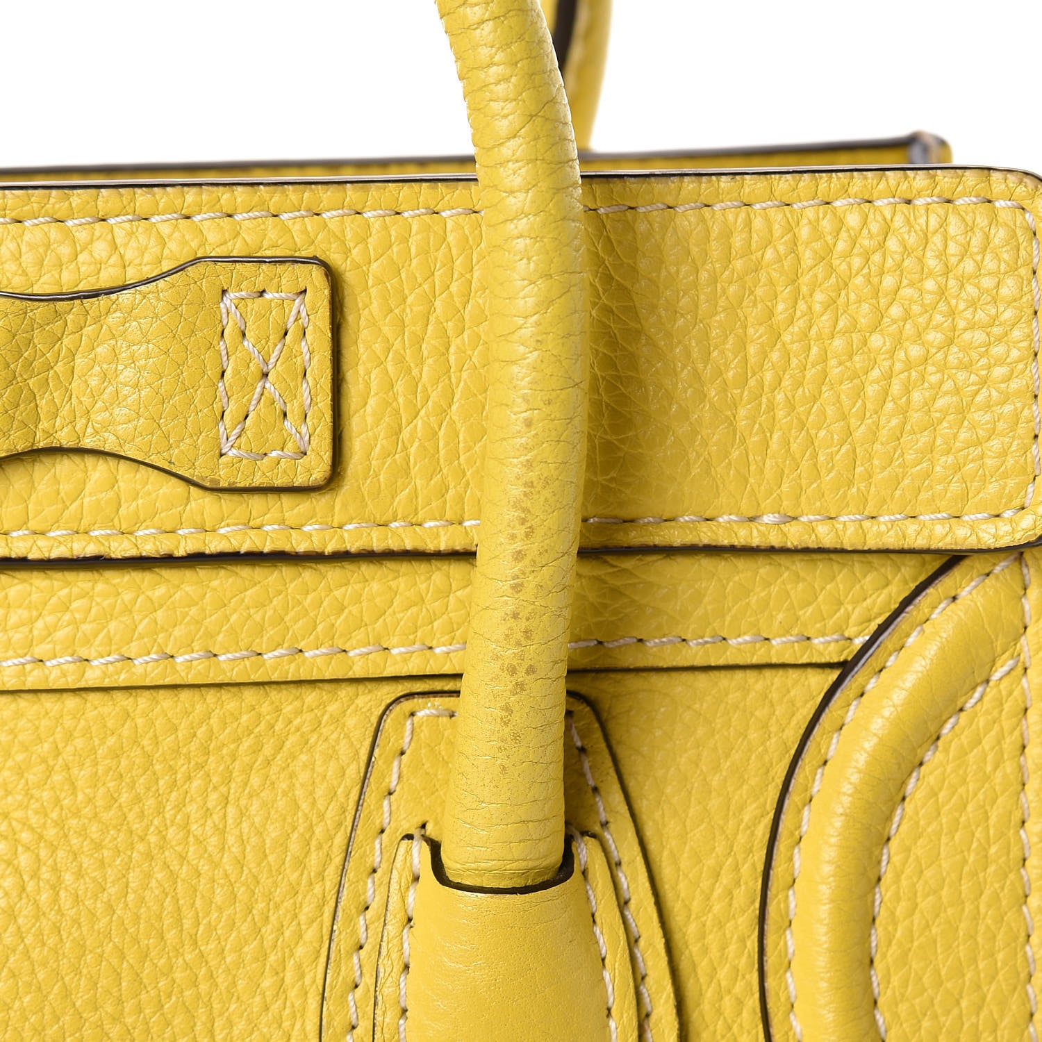 Celine Drummed Calfskin Nano Luggage Citron 13 of 16