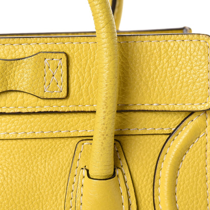 Celine Drummed Calfskin Nano Luggage Citron 13 of 16