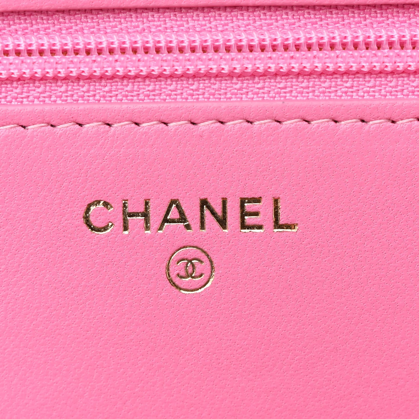 Lambskin Quilted CC Pearl Crush Wallet on Chain WOC Pink