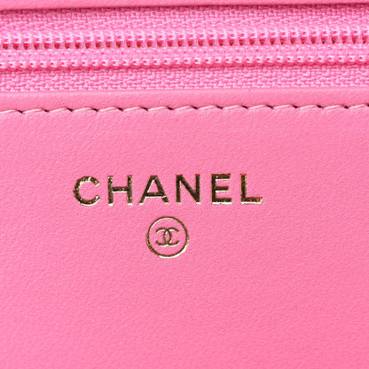 Chanel Lambskin Quilted CC Pearl Crush Wallet on Chain WOC Pink 6 of 12