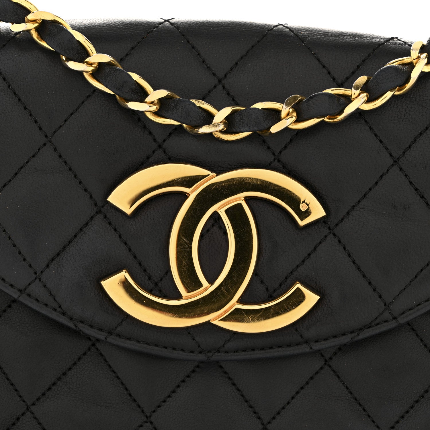 Chanel Lambskin Quilted Half Moon Flap Black 12 of 14