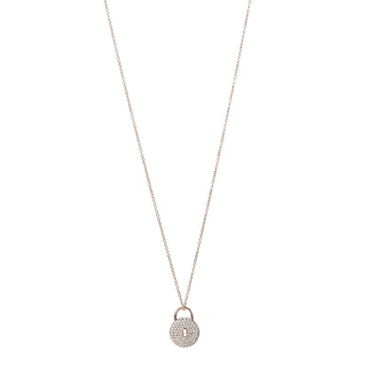 Tiffany 18K Rose Gold Diamond Lock Pendant Necklace 1 of 7