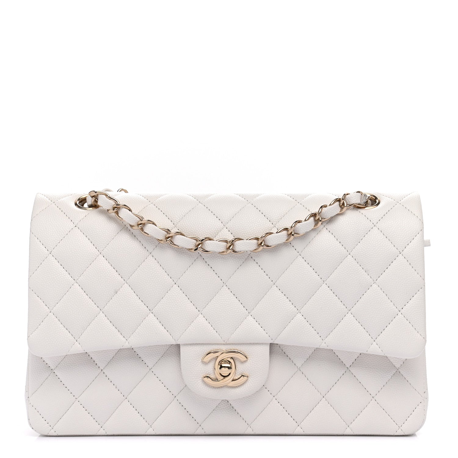 Chanel Caviar Quilted Medium Double Flap White 1 of 9