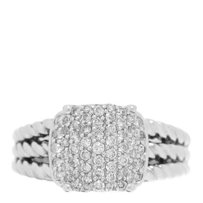 David Yurman Sterling Silver Diamond 10mm Petite Wheaton Ring 51 5.75 1 of 5