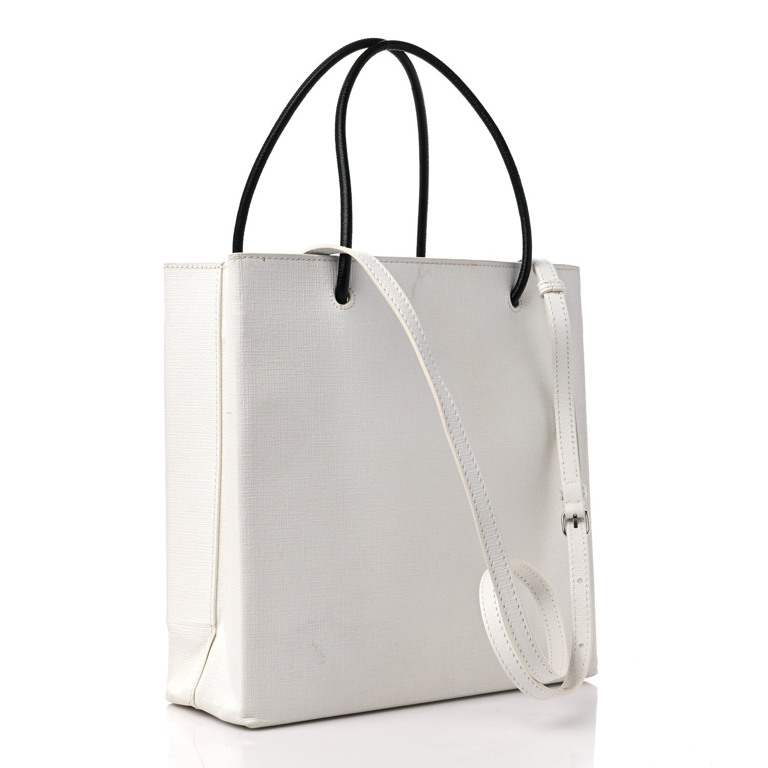 Balenciaga Calfskin Small Logo North South Shopping Tote White 3 of 12