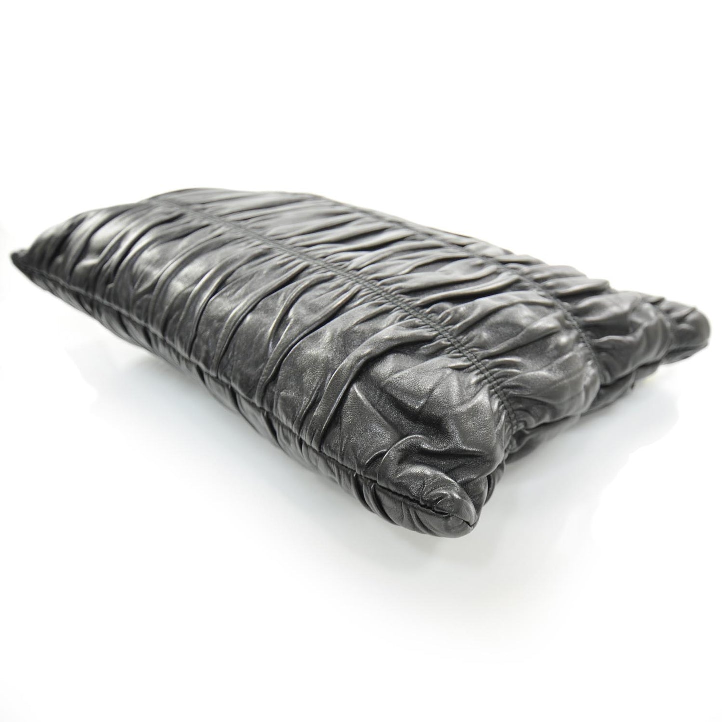 Nappa Dressy Gaufre Ruched Clutch Nero