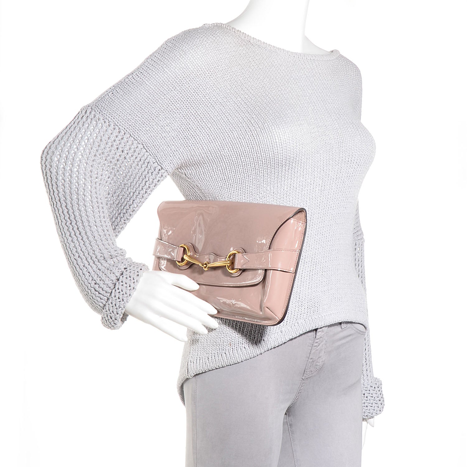 Gucci Patent Large Bright Bit Clutch Dark Cipria 2 of 7