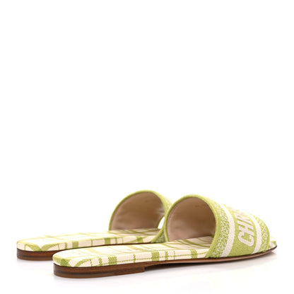 Christian Dior Canvas Check'N'Dior Pop Embroidered Dway Flat Slide Sandals 36 Chartreuse 5 of 11