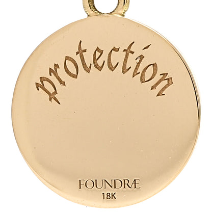 Foundrae 18K Yellow Gold Diamond Champleve Enamel Protection Medallion Pendant Green 3 of 3