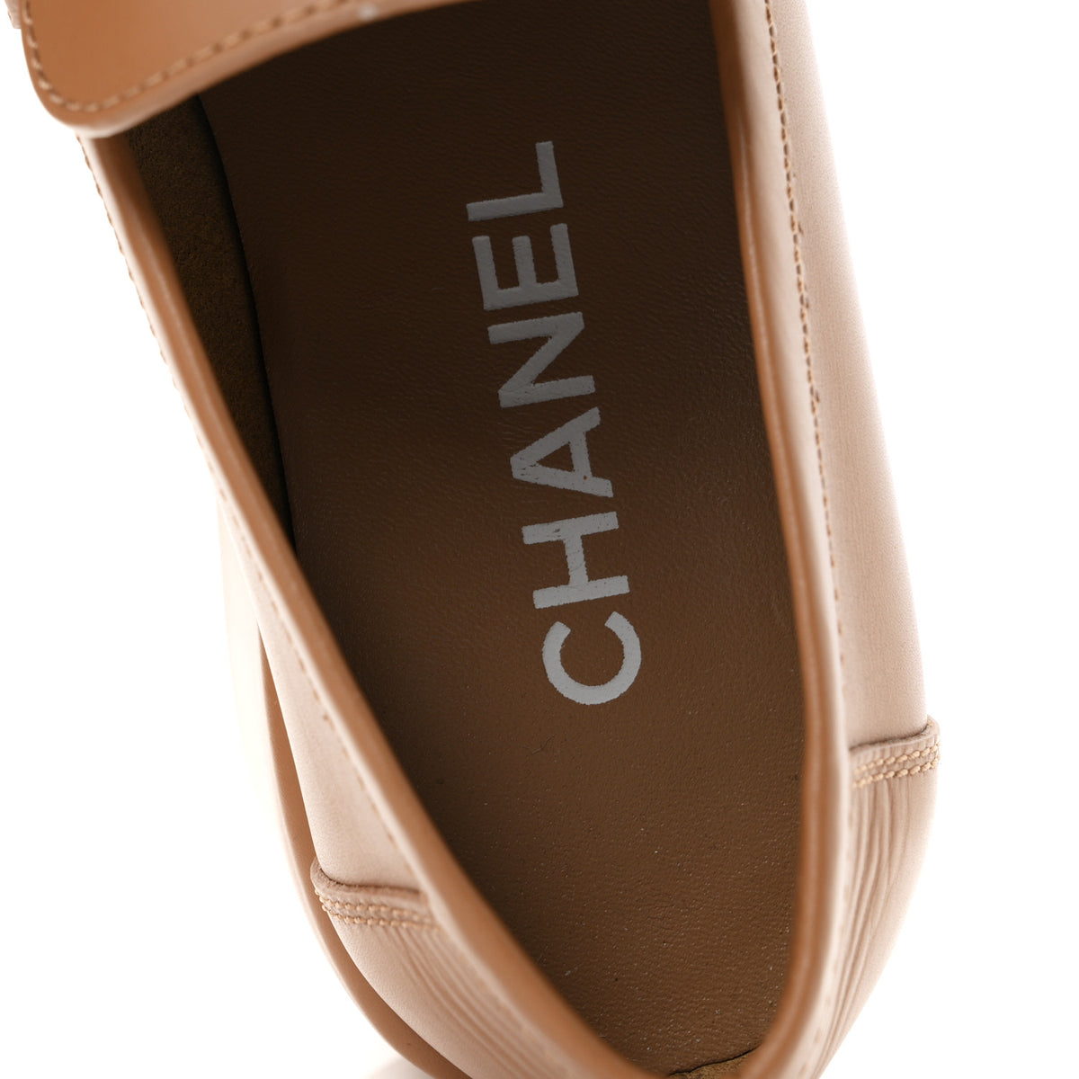 Calfskin CC Platform Loafers 38 Beige