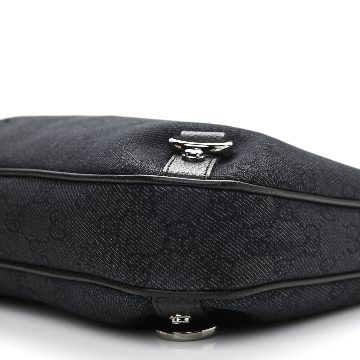 Gucci Denim Monogram Abbey D Ring Hobo Black 10 of 10