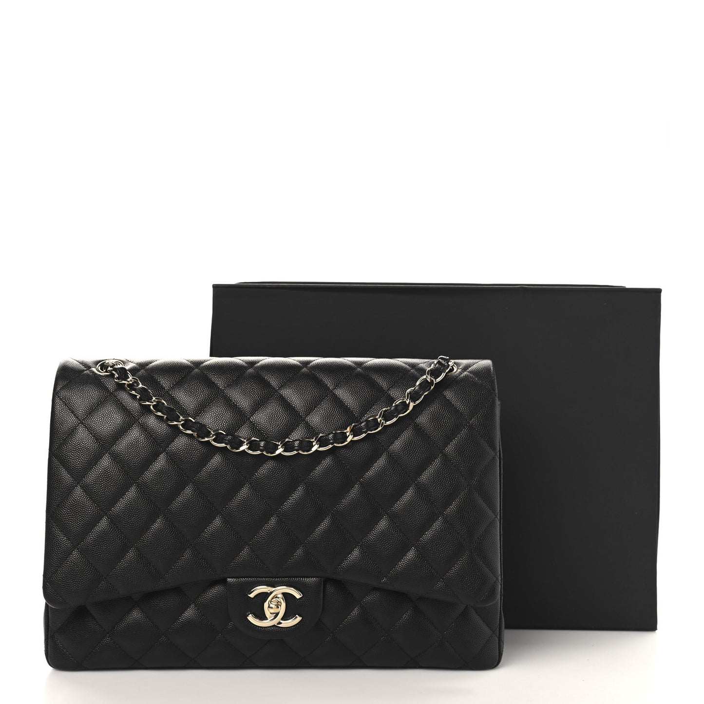 Caviar Quilted Maxi Double Flap Black