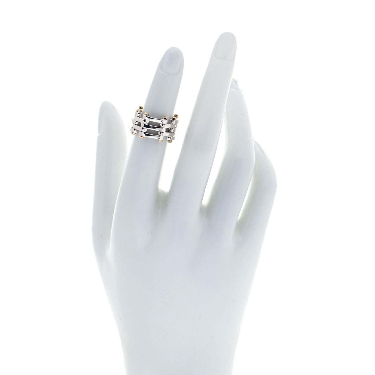 Sterling Silver 18K Yellow Gold Gatelink Ring 47 4
