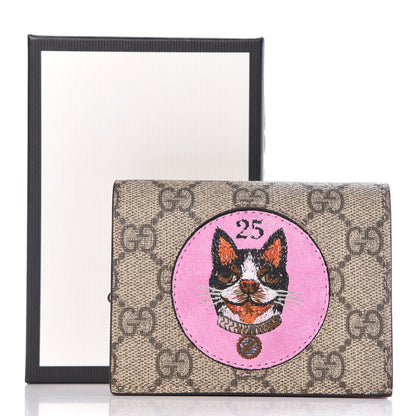 Gucci GG Supreme Monogram Bosco Patch Card Case Wallet Beige Malva Hibiscus Red 8 of 8