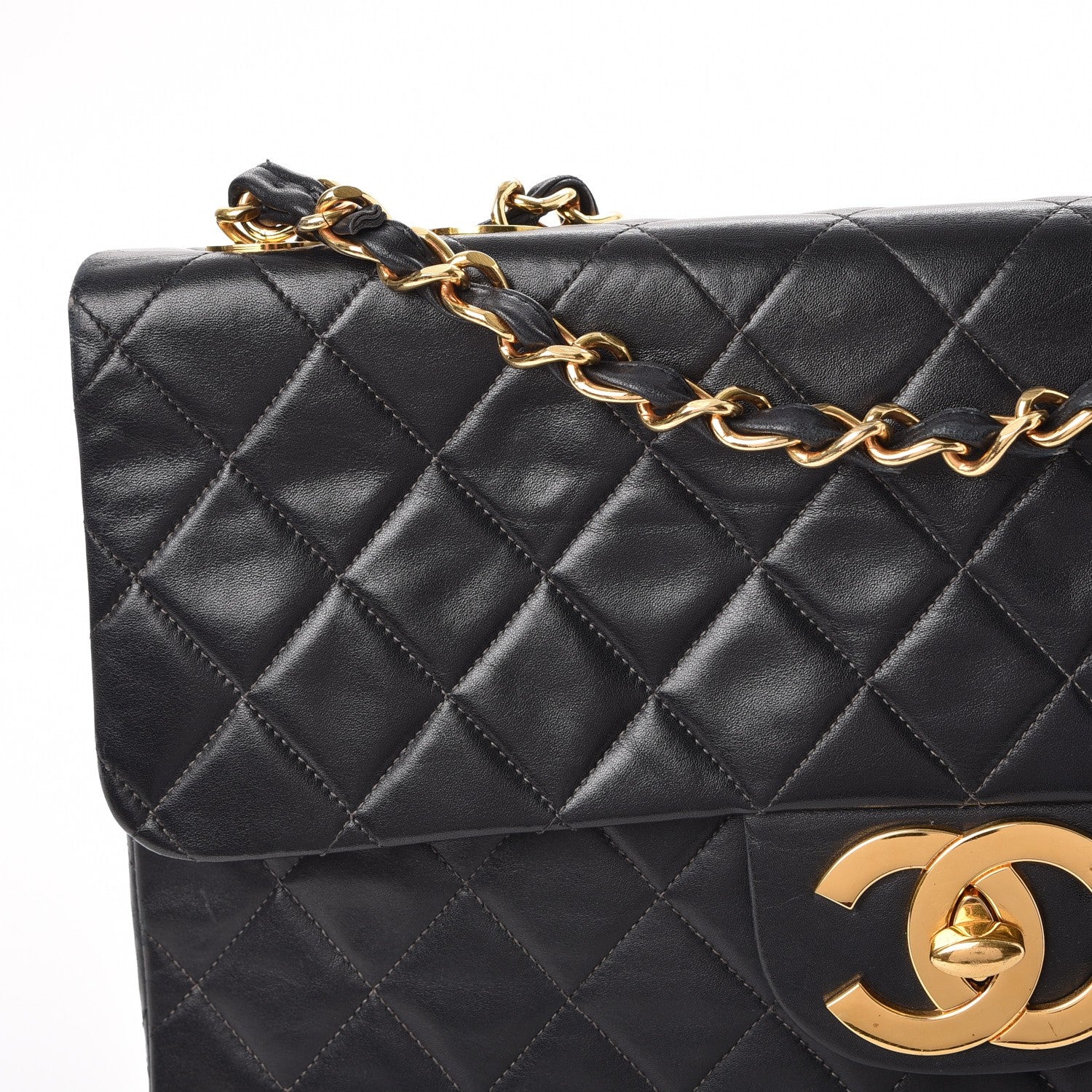 Chanel Lambskin Quilted XL Jumbo Single Flap Black 12 of 15