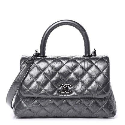 Chanel Metallic Aged Calfskin Quilted Mini Coco Handle Flap Charcoal 1 of 10