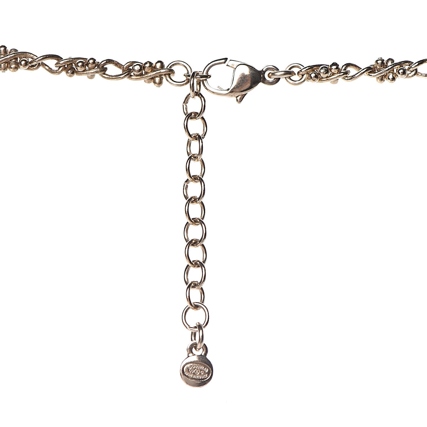 Resin Crystal Studded CC Station Necklace White Gold