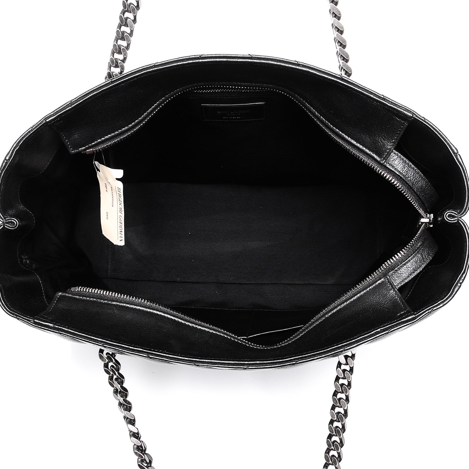 Saint Laurent Sheepskin Matelasse Chevron Large Monogram Shopping Bag Black 5 of 6