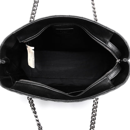 Saint Laurent Sheepskin Matelasse Chevron Large Monogram Shopping Bag Black 5 of 6