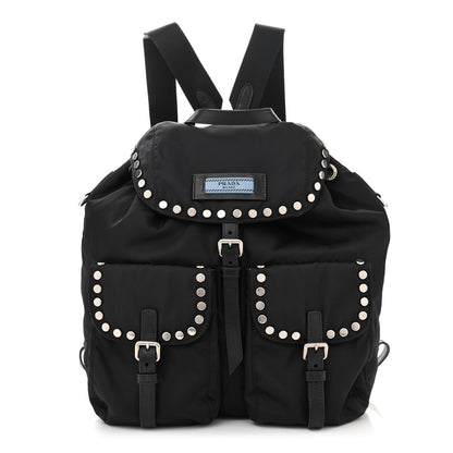 Prada Nylon Studded Medium Backpack Black 1 of 10