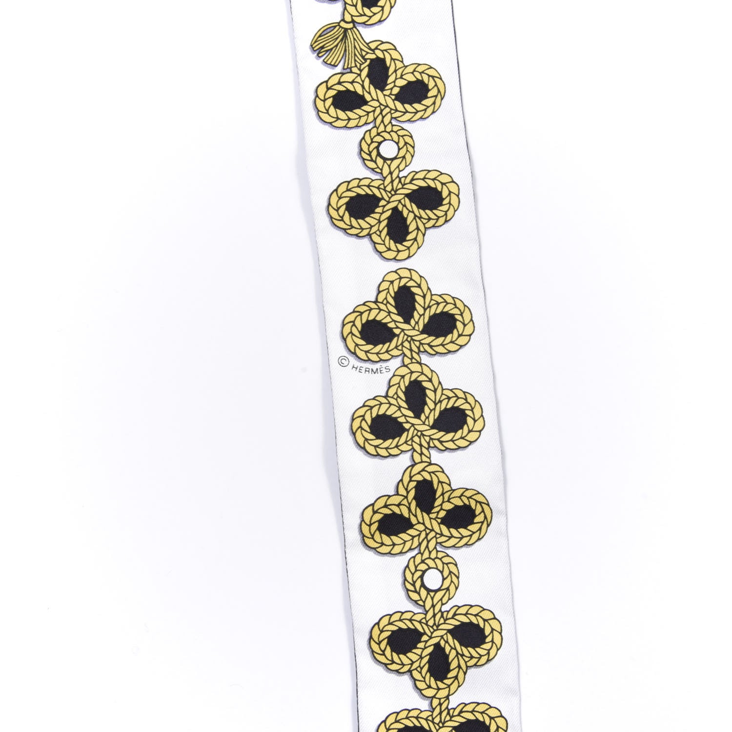 Hermes Silk Galons Et Brandebourg Twilly Black Gold White 3 of 4