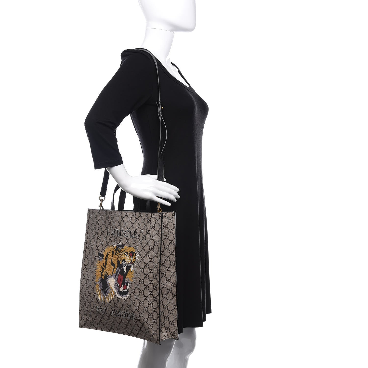 Gucci GG Supreme Monogram L'Aveugle Par Amour Print Vertical Tote Black 2 of 11