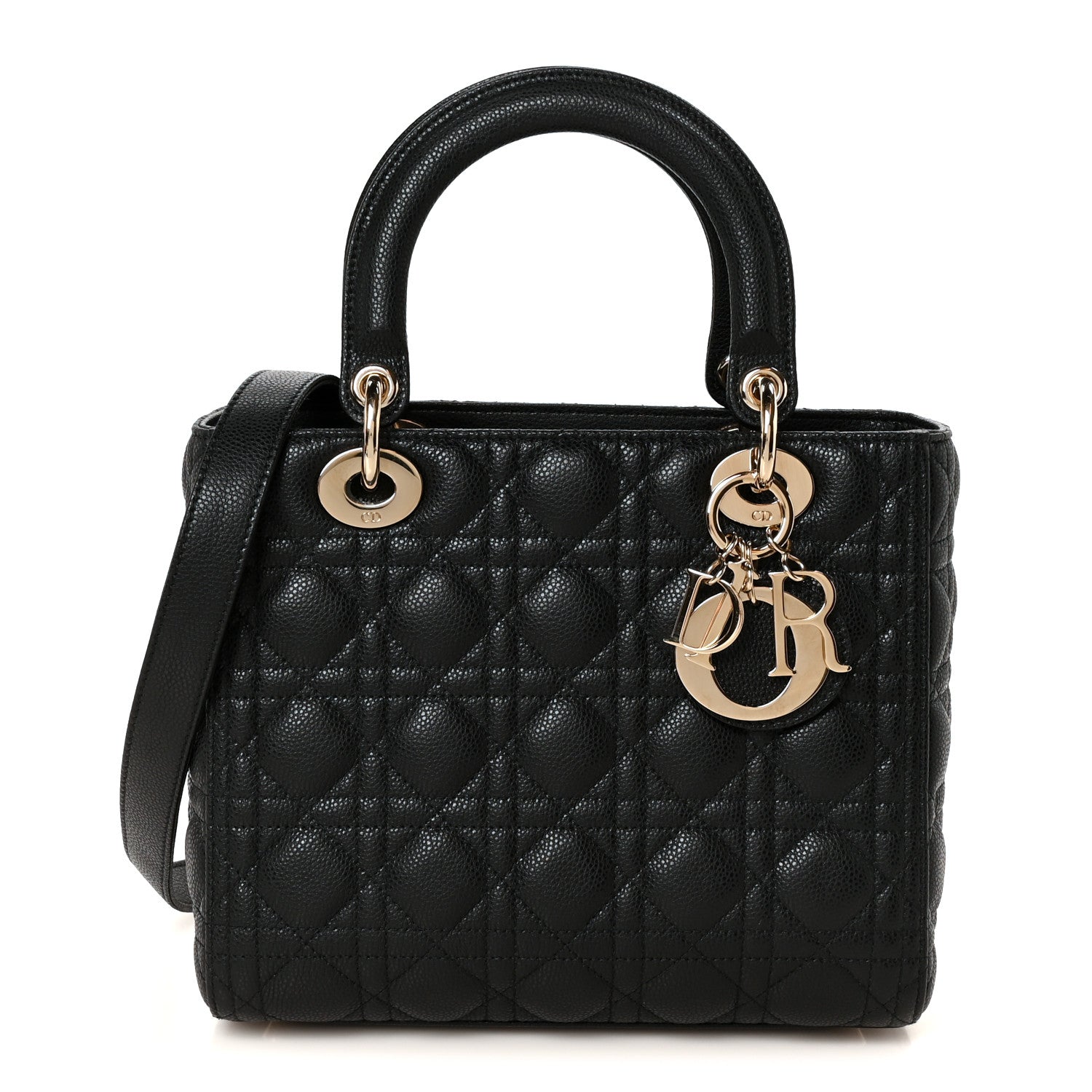 Christian Dior Grained Calfskin Cannage Medium Lady Dior Black 1 of 11