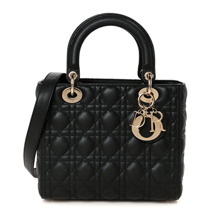 Christian Dior Grained Calfskin Cannage Medium Lady Dior Black 1 of 11