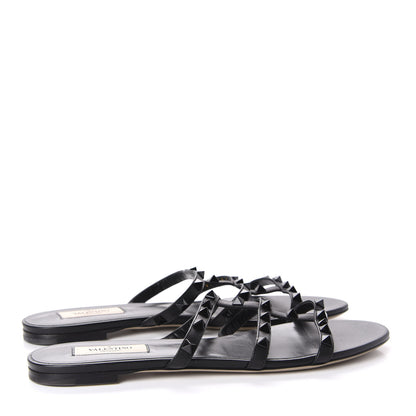 Valentino Garavani Nappa Rockstud Caged Flat Slide Sandals 39.5 Black 4 of 9