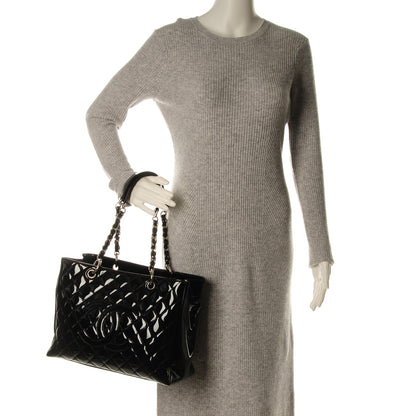 Chanel Patent Quilted Grand Shopping Tote GST Black 2 of 7