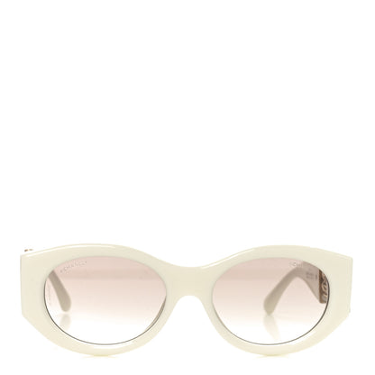 Chanel Acetate Calfskin Chain CC Sunglasses 5536-Q White 2 of 7