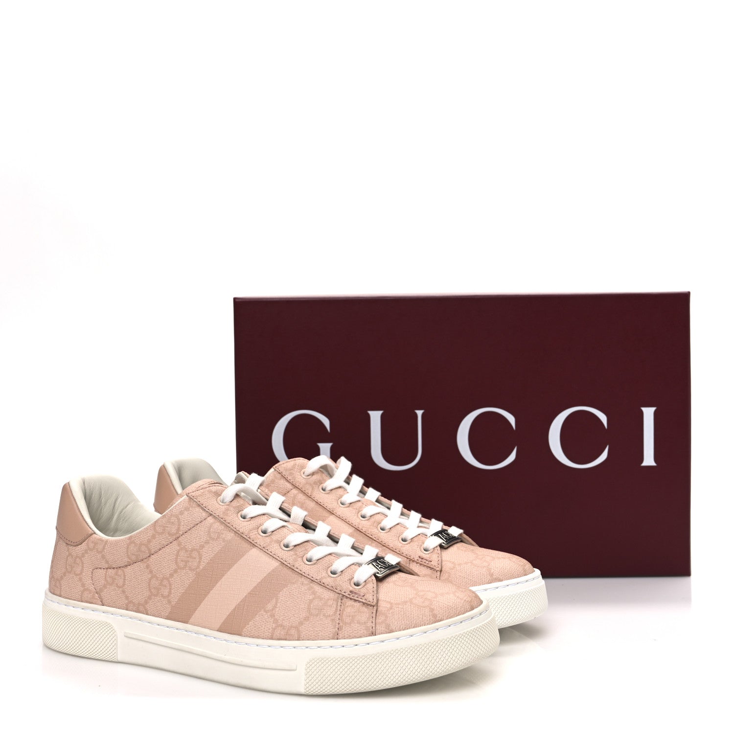 Gucci GG Supreme Tonal Web Womens New Ace Sneakers 37 Pink 11 of 11