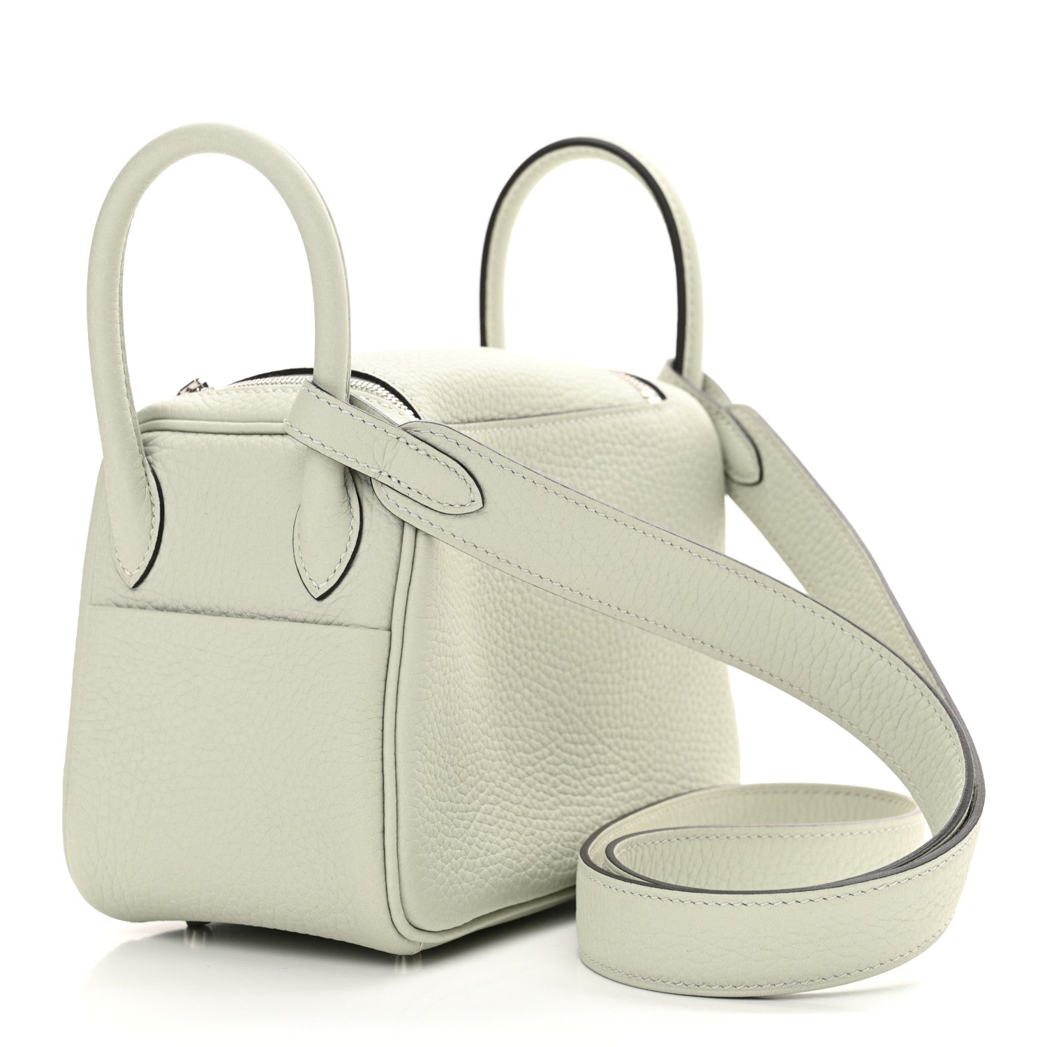 Hermes Taurillon Clemence Mini Lindy 20 Gris Neve 3 of 11