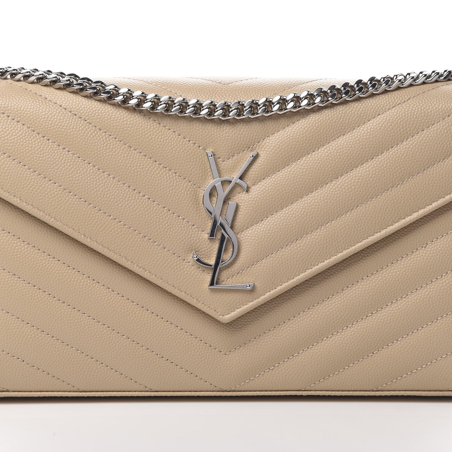Grain De Poudre Matelasse Chevron Monogram Chain Wallet Nude Powder
