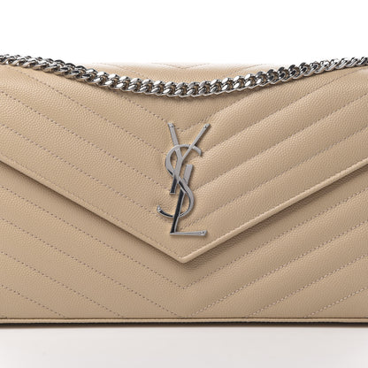 Saint Laurent Grain De Poudre Matelasse Chevron Monogram Chain Wallet Nude Powder 8 of 12