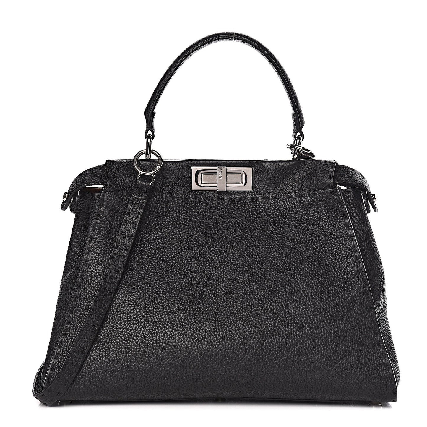 Cuoio Romano Selleria Bi-Color Medium Peekaboo Iconic Satchel Black Mou