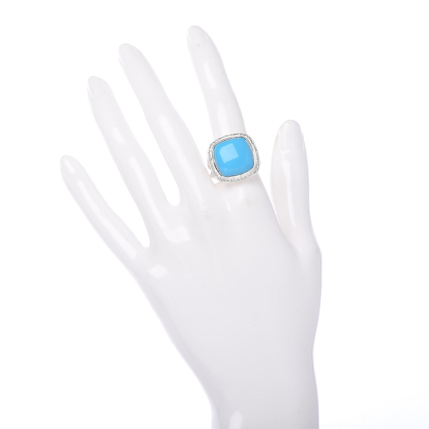 Sterling Silver Diamond Turquoise 14mm Albion Ring 54 6.75