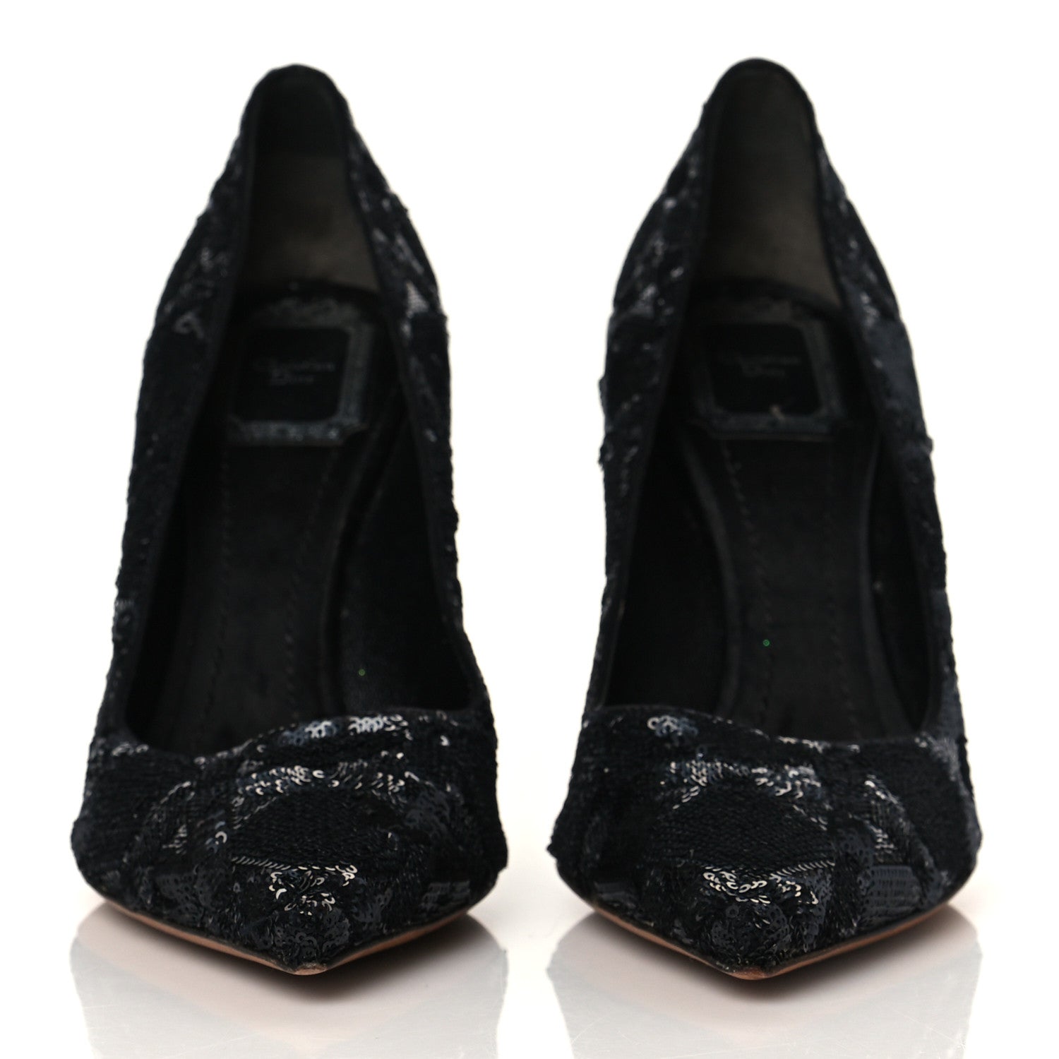 Christian Dior Sequin Pumps 36.5 Black Gold 2 of 10