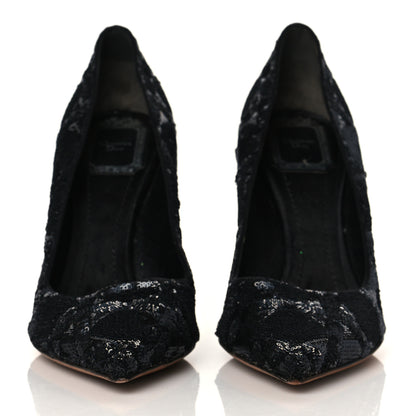 Christian Dior Sequin Pumps 36.5 Black Gold 2 of 10