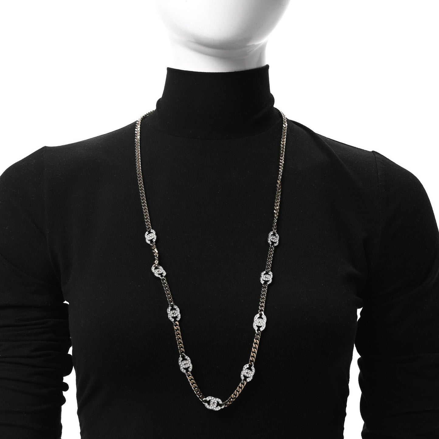 Crystal Chain CC Link Necklace Gold Silver