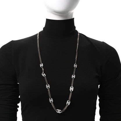 Chanel Crystal Chain CC Link Necklace Gold Silver 2 of 5