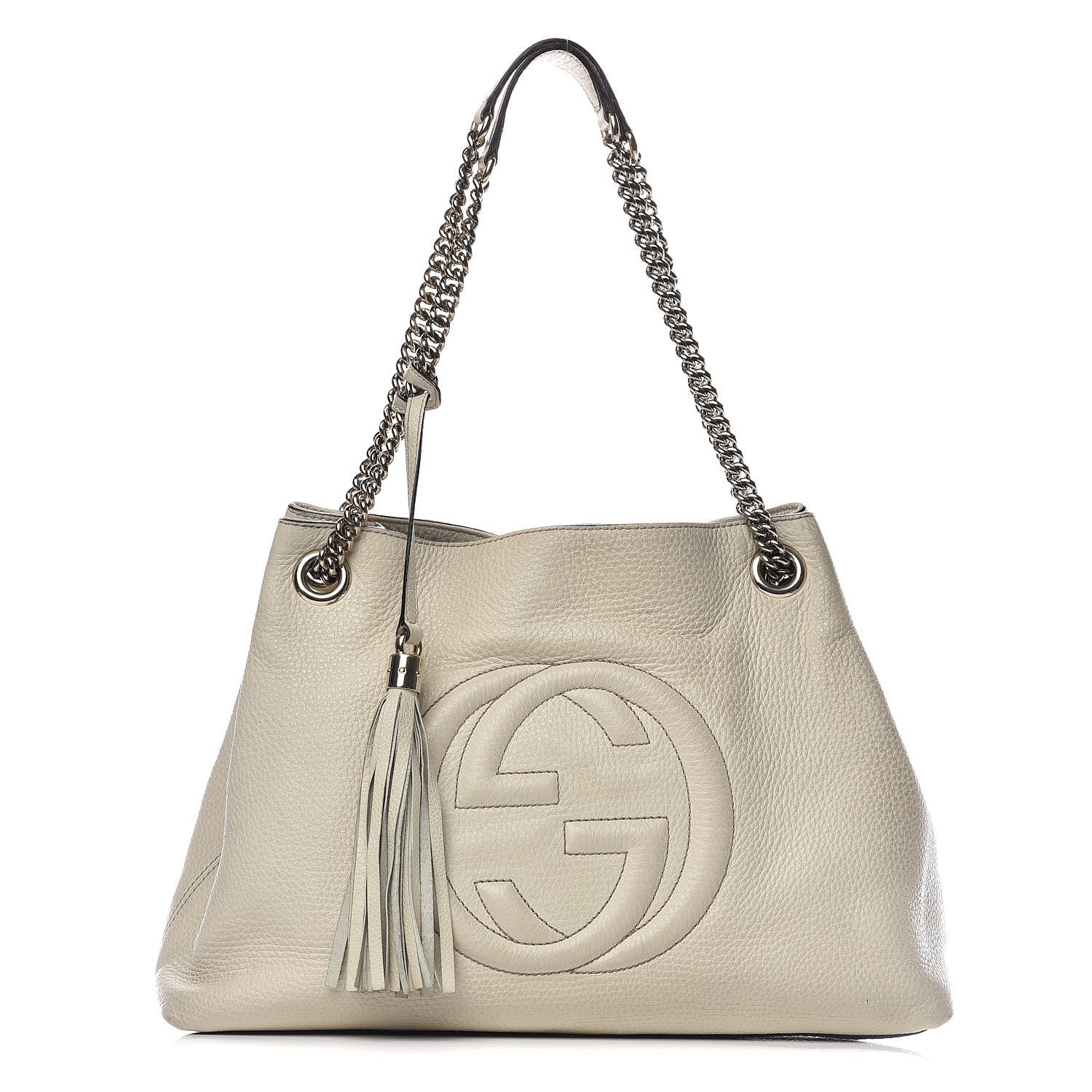 Gucci Pebbled Calfskin Medium Soho Chain Shoulder Bag Off White 1 of 16