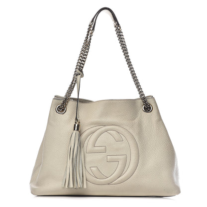 Gucci Pebbled Calfskin Medium Soho Chain Shoulder Bag Off White 1 of 16