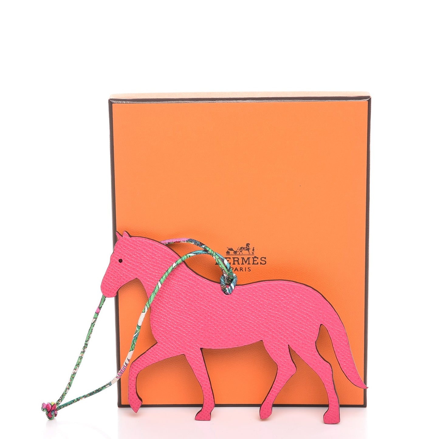 Epsom Togo Petit H Bag Charm Horse GM Fuchsia Etain