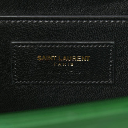 Saint Laurent Lambskin Matelasse Chevron Medium Monogram Satchel Green 6 of 11