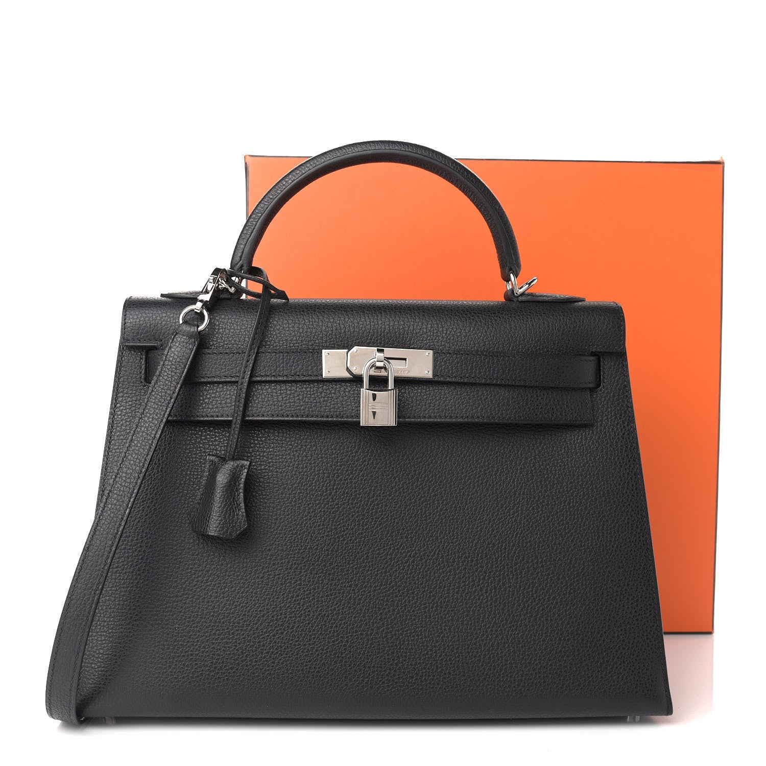 Hermes Vache Liegee Kelly Sellier 32 Black 34 of 34