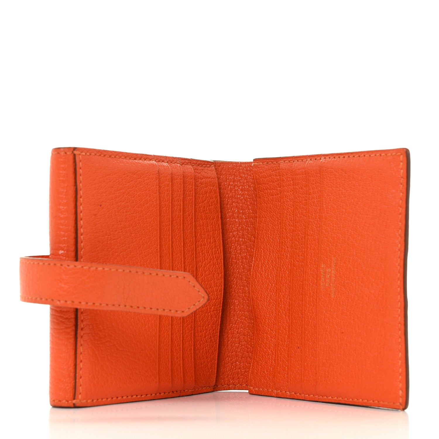 Hermes Chevre Mysore Tri Fold Bearn Wallet Orange 5 of 9
